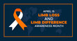 Limb Loss and Limb Difference Awareness Month background or banner design template.