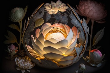 Wall Mural - illuminated petals from a promised botanical realm generative ai