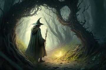 Poster - Mysterious Wizardry Lurking in a Carefree Forest Dweller Generative AI