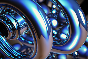 Aufkleber - Abstract chrome pipes composition. Industry themed background with shiny metallic connected pipes. Generated AI.