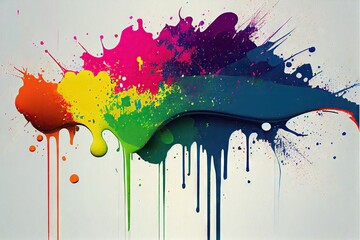 Canvas Print - a rainbow paint splattered canvas., created with generative ai