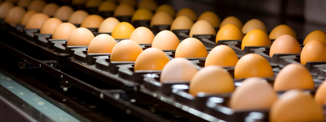 Eggs in a food factory. Generative Ai,