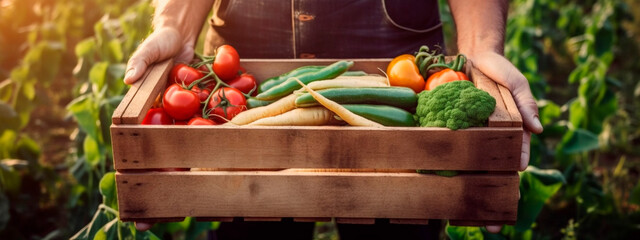 Sticker - Farmer with vegetables harvest. Generative AI,