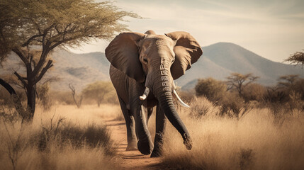 Sticker - Elephant in the savannah Generative AI