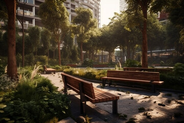 Poster - abandoned park in the middle of the city, Generative AI