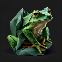 Origami Frog Created With Generative AI Technology	