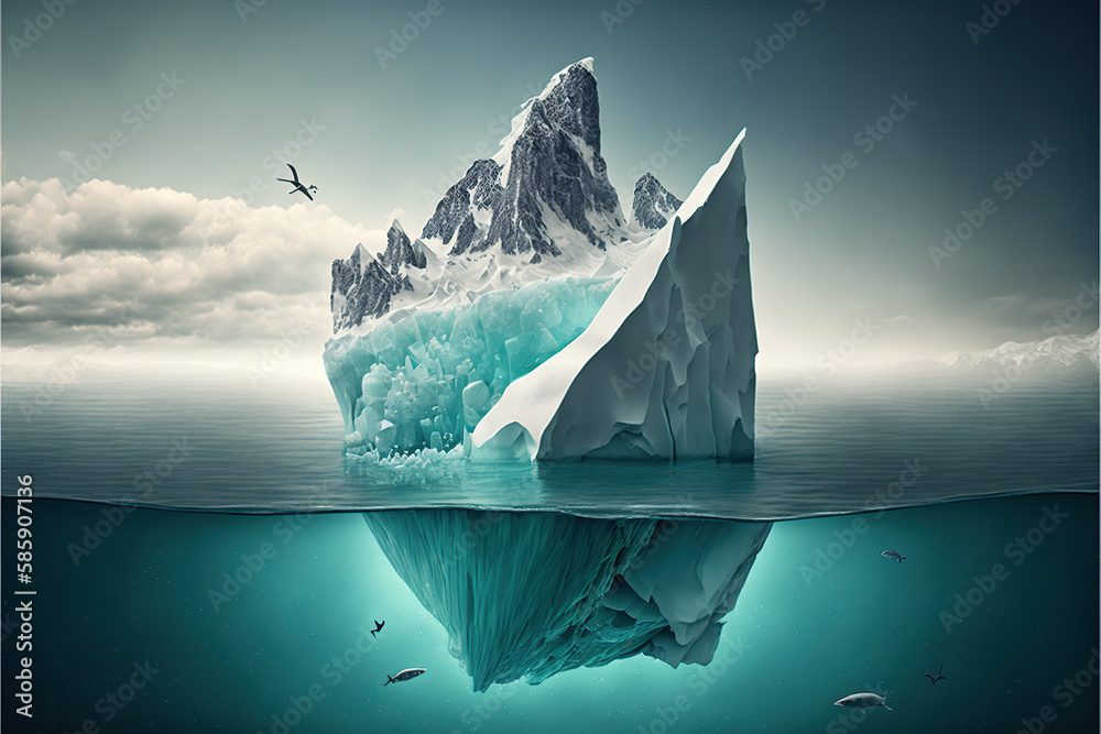 Ilustración de Stock Ilustración de un iceberg flotando en el océano ...
