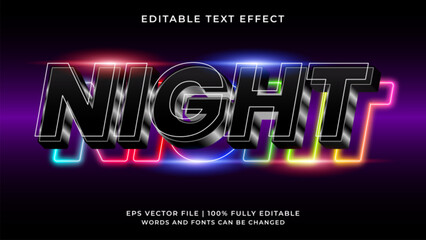 Night party editable text effect neon style