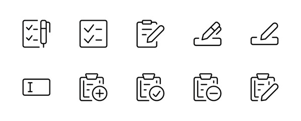 Form fillup, input, Paper documents icons. Line symbol. File icon. Folded written paper. Line icon - stock vector. For the use of UI and mobile app, web site interface.