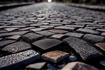 Poster - close-up of new pavement on a busy street, created with generative ai