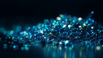 Poster - Shiny Blue Glitter In Abstract Defocused Background Generative AI