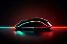 Left Side Gamer Mouse Neon With Copyspace Generative AI