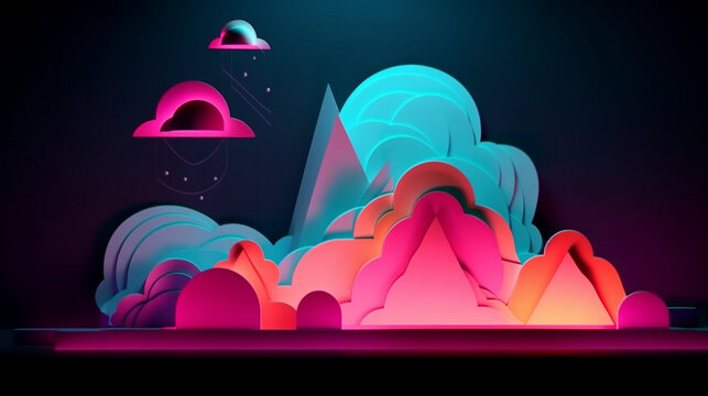 abstract futuristic background with neon geometric Generative AI
