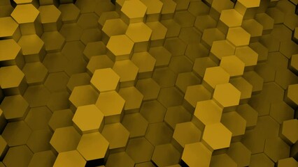 Poster - Smooth honeycomb like animation background. Design. Waves of moving up and down hexagon tiles.