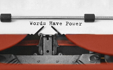 Wall Mural - Text Words Have Power typed on retro typewriter