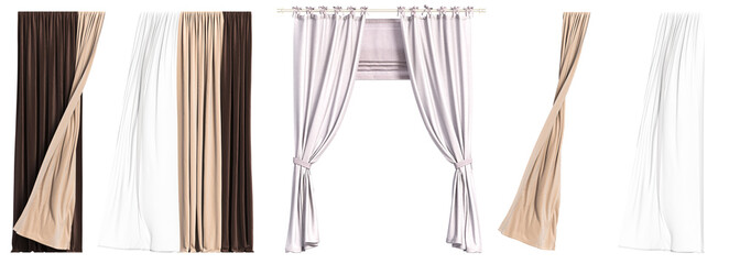 curtain isolated on a transparent background, interior decorations, 3d illustration, cg render