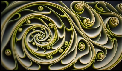 Sticker -  a computer generated image of a spiral design in green and white.  generative ai