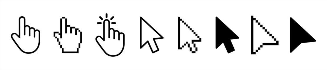 Leinwandbilder - Vector cursors icons click set. Vector illustration.