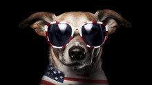 Dog Wearing Sunglasses Of Usa On Independence Day 4th Of July