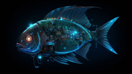 Wall Mural - Cyber Fish Generative AI