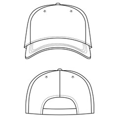 Wall Mural - Blank Snapback Cap Vector Design, Trucker Hat Streetwear Mock Up Template