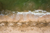 Fototapeta Koty - Aerial view to surf at the sea
