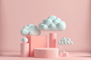 Clean Background minimal cloud scene geomet (AI Generated)