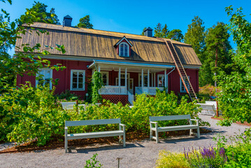 Poster - Wooden buildings at Seurasaari Open-Air Museum in Helsinki, Finland