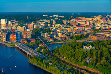 Wall Mural - Panorama view of center of Finnish town Tampere