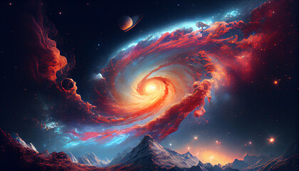 a lots of stars in universe space. generative ai.