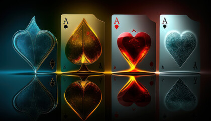 Wall Mural - Luxurious playing card on the table with dark background. Generative AI