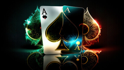 Wall Mural - Luxurious playing card on the table with dark background. Generative AI