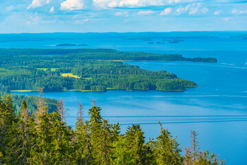 Sticker - Panorama view of archipelago at lake Pielinen at Koli national park in Finland