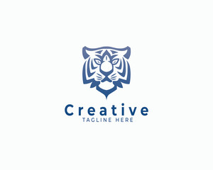 Sticker - Tiger Head logo design template simple gradient, jaguar logo, tiger face logo eps file