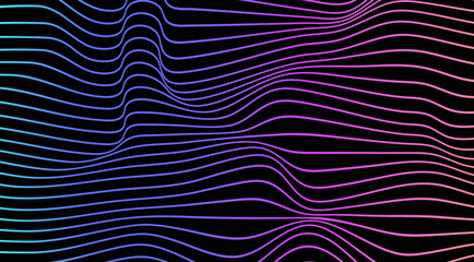 Aufkleber - Retrowave holographic abstract background. Warped lines in trippy, psychedelic style with glitch and liquid effect. Synthwave and vaporwave abstract background with liquid, holographic effect. Vector