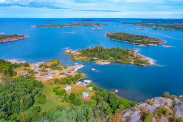 Wall Mural - Panorama view of a small village at Aland archipelago near JГ¤rsГ¶ in Finland