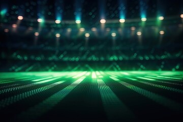 Poster - dark green and black background with glowing lights created with Generative AI technology