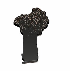 Wall Mural - 3d rendering of a luxurious black benin map isolated on a white background