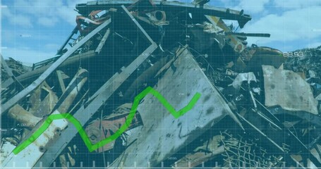 Poster - Animation of green line with data processing over wasteland