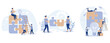 © Alwie99d - Teamwork concept. Team metaphor. People connecting puzzle elements, set flat vector modern illustration