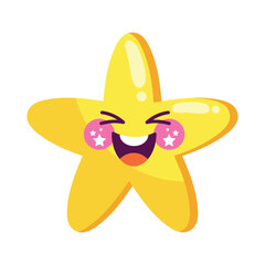 Canvas Print - Happy emoji star laughing kawaii