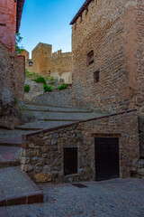 Wall Mural - Sunset view of a medieval street in the old town Of Albarracin, Spain