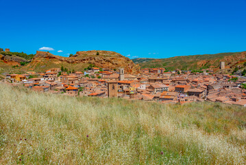 Wall Mural - Aerial view of Spanish town Daroca