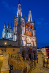 Wall Mural - Night view of the cathedral in Spanish town Burgos