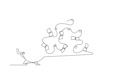 Poster - Animated self drawing of continuous line draw Arab businessman using big magnet to attract money. Making money, successful business idea, financial, gain, and profit. Full length one line animation