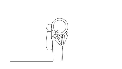 Poster - Animated self drawing of continuous line draw aim target with arrow head businessman sketch engraving. T-shirt apparel. Scratchboard. Black white hand drawn image. Full length one line animation