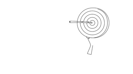 Poster - Animated self drawing of single continuous line draw businessman holding up big target with arrow. Young smart male employee with aim symbol of having success idea. Full length one line animation