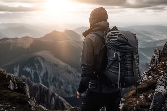 wanderer auf einen berggipfel genießt die freiheit with generative ki