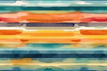 Poster - vibrant abstract watercolor painting with various shapes and colors created with Generative AI technology