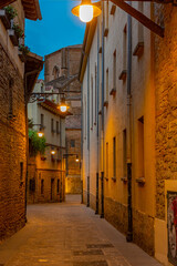 Wall Mural - Night view of houses on a street in Pamplona, Spain